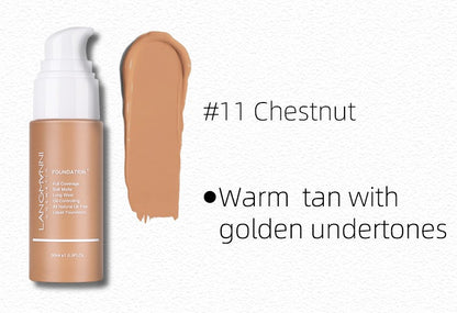 Makeup Liquid Foundation Matte Oil Control Concealer Foundation European and American Makeup Full Coverage Long-Lasting Waterproof Non-Sticky