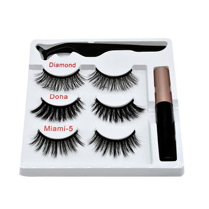 Magnetic Eyelashes with Eyeliner Kit, Eyelashes Long Reusable False Lashes (3 Pairs)