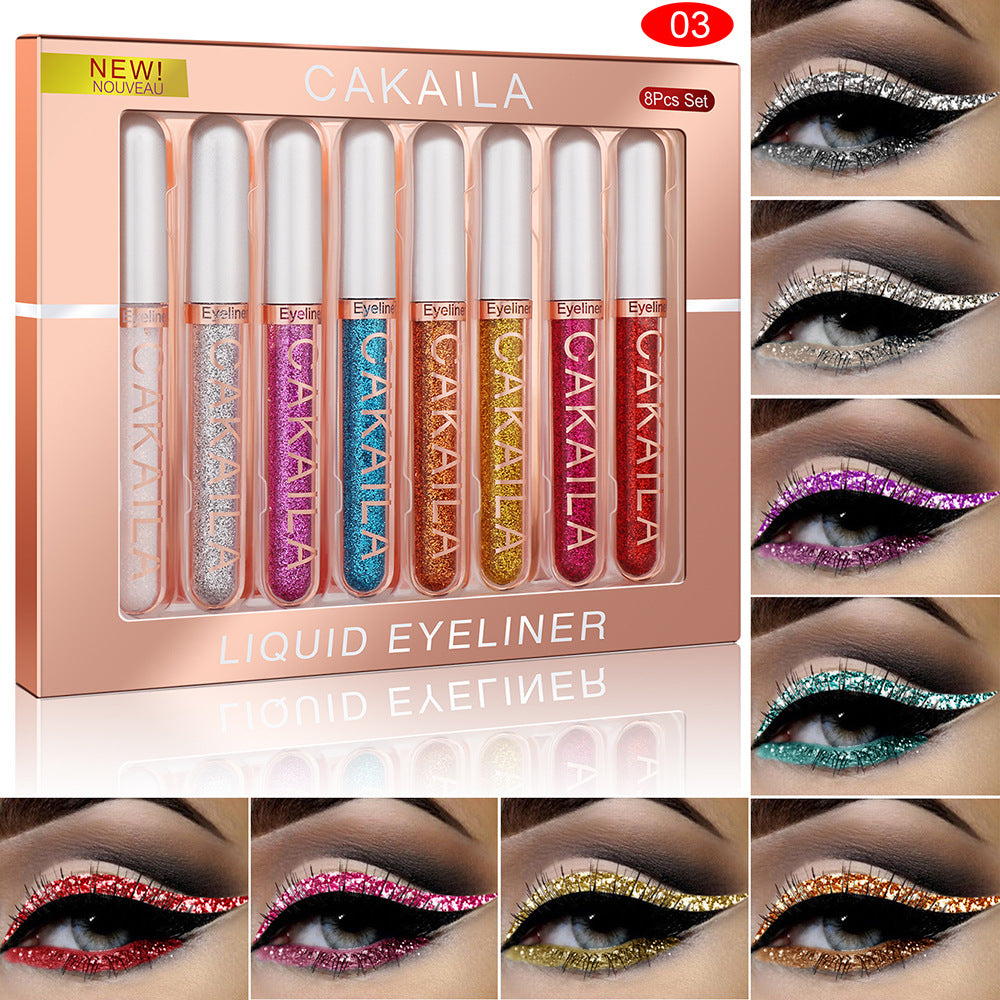 8 color Colored Colorful Matte Liquid Makeup Eyeliner Liquid Set Stamps Shapes for Eyes, Pink Red Yellow Blue Purple White Black Liquid Eyeliner Waterproof Color Eye Liners Pencil for Women 01