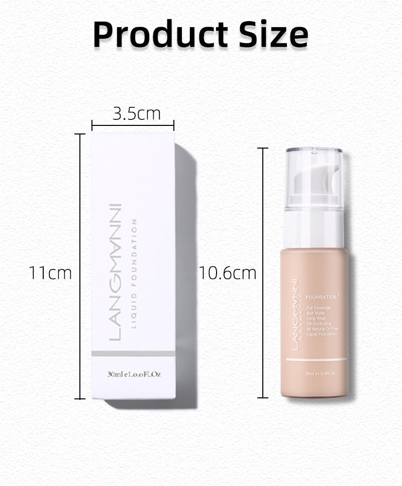 Makeup Liquid Foundation Matte Oil Control Concealer Foundation European and American Makeup Full Coverage Long-Lasting Waterproof Non-Sticky