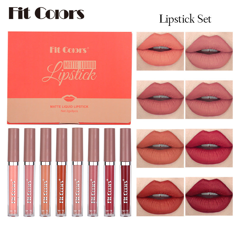 8Pcs Matte Liquid Lipstick Makeup Set, Matte liquid Long-Lasting Wear Non-Stick Cup Not Fade Waterproof Lip Gloss