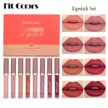 8Pcs Matte Liquid Lipstick Makeup Set, Matte liquid Long-Lasting Wear Non-Stick Cup Not Fade Waterproof Lip Gloss