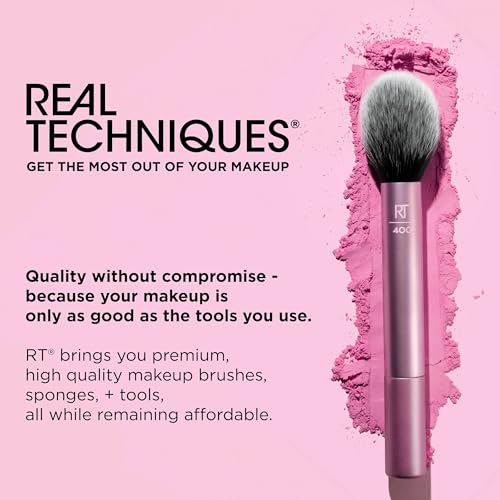 Real Techniques 4 Piece Face Base Makeup Brush Set, For Concealer, Foundation, Contour, & Setting Powder, Makeup Brushes For Blending & Buffing, & Sculpting, Travel Friendly, Gift Set, Cruelty-Free