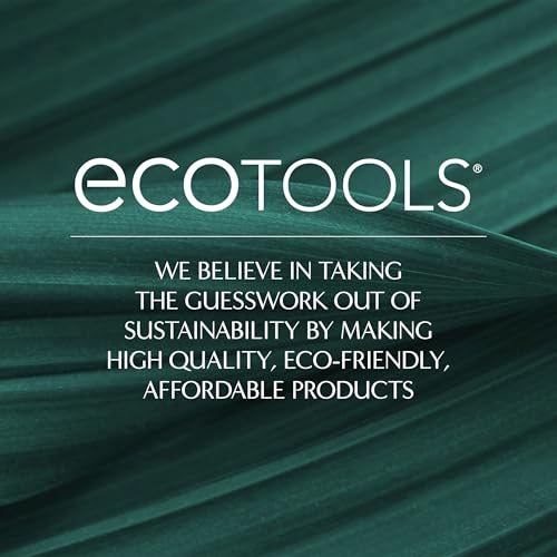 EcoTools Makeup Brush Set for Eyeshadow, Foundation, Blush, and Concealer with Bonus Storage Case, Start the Day Beautifully, Travel Friendly, 6 Piece Set