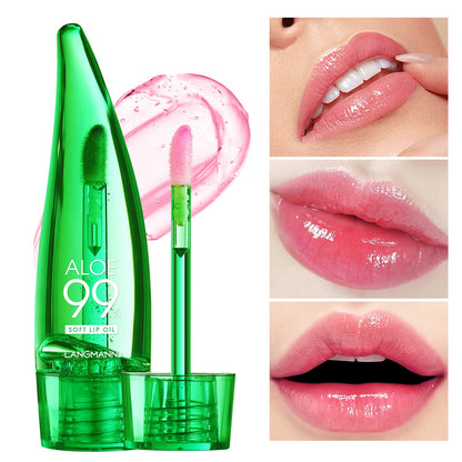 Aloe vera lip gloss, temperature-sensitive color-changing lip glaze, moisturizing and protective lipstick, lip oil