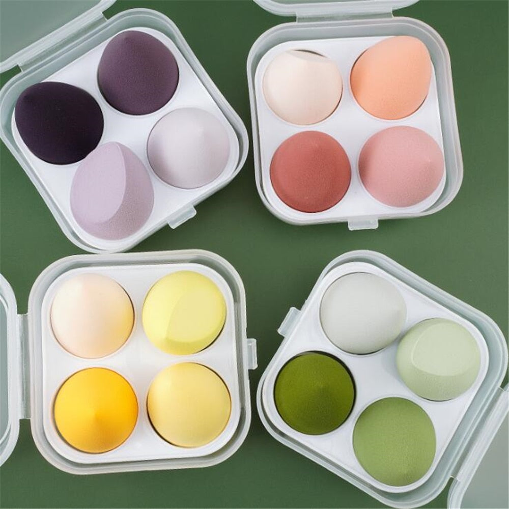 4pcs Makeup Blender Hydrophilic Non-Latex Makeup Sponge with Storage Box