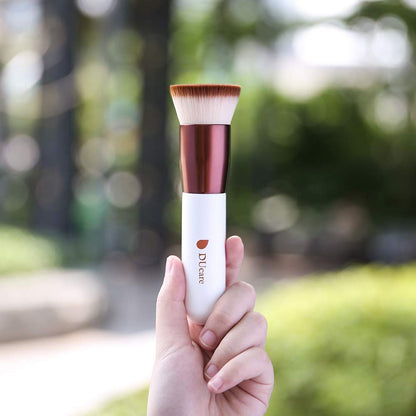 DUcare Foundation Brush,Flat Top Kabuki Brush Synthetic Professional Makeup Brush Liquid Blending Mineral Powder Buffing Stippling Makeup Tools, Rose Golden/White