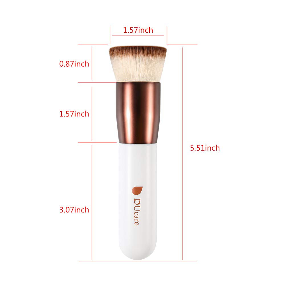 DUcare Foundation Brush,Flat Top Kabuki Brush Synthetic Professional Makeup Brush Liquid Blending Mineral Powder Buffing Stippling Makeup Tools, Rose Golden/White