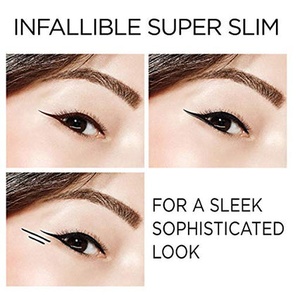 L’Oréal Paris Makeup Infallible Super Slim Long-Lasting Liquid Eyeliner, Ultra-Fine Felt Tip, Quick Drying Formula, Glides on Smoothly, Brown, 0.03 fl oz., 1 Count