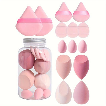 14-Piece Makeup Sponge Set Makeup Sponge Mixer 7 Powder Puffs 4 Mini Makeup Sponges and 3 Finger-Wrapped Makeup Sponges for Liquid Foundation Powder Concealer and Cream.