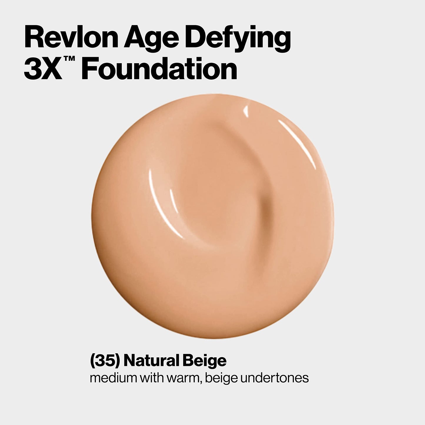 Revlon Liquid Foundation, Age Defying 3XFace Makeup, Anti-Aging and Firming Formula, SPF 30, Longwear Medium Buildable Coverage with Natural Finish, 035 Natural Beige, 1 Fl Oz