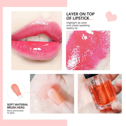 VENYSIS Hydrating Lip Glow Oil, Moisturizing Lip Gloss, Plumping Lip Oil, Non-Sticky Long Lasting Lip Oil Gloss, Transparent Lip Oil Tinted, Reduce lip lines (Pink)