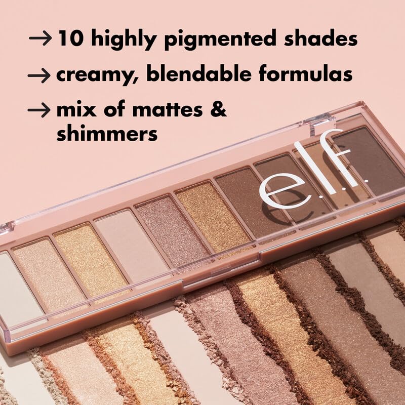 e.l.f. Perfect 10 Eyeshadow Palette, Ten Ultra-pigmented Shimmer & Matte Shades, Vegan & Cruelty-free, Nude Rose Gold (Packaging May Vary)