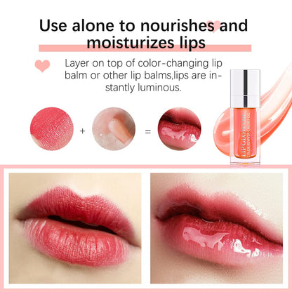 VENYSIS Hydrating Lip Glow Oil, Moisturizing Lip Gloss, Plumping Lip Oil, Non-Sticky Long Lasting Lip Oil Gloss, Transparent Lip Oil Tinted, Reduce lip lines (Pink)