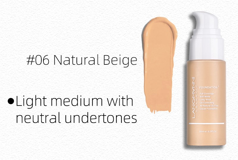 Makeup Liquid Foundation Matte Oil Control Concealer Foundation European and American Makeup Full Coverage Long-Lasting Waterproof Non-Sticky