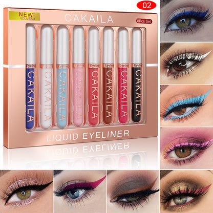 8 color Colored Colorful Matte Liquid Makeup Eyeliner Liquid Set Stamps Shapes for Eyes, Pink Red Yellow Blue Purple White Black Liquid Eyeliner Waterproof Color Eye Liners Pencil for Women 01