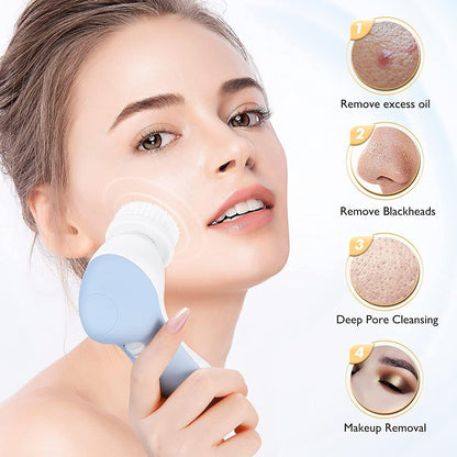 COSLUS Facial Cleansing Brush Silicone Face Scrubber: 7 in 1 FBS-D Electric Exfoliating Rotating Massage Device Waterproof Deep Cleaning Exfoliation Spa Machine - Electronic Skin Care Wash System