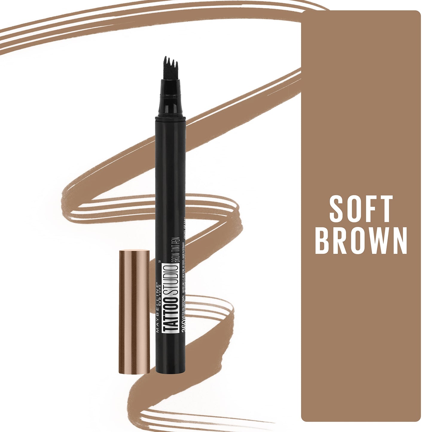 Maybelline New York TattooStudio Brow Tint Pen Makeup, Soft Brown, 0.037 fl. oz.