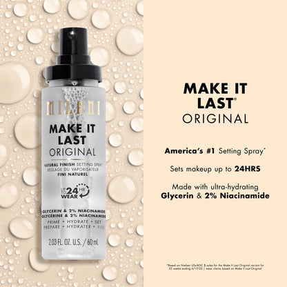 Milani Make It Last Original - Natural Finish Setting Spray 3-in-1 Setting Spray and Primer- Prime + Correct + Set Makeup Finishing Spray and Primer - Long Lasting Makeup Primer and Spray 2.03 Fl. Oz