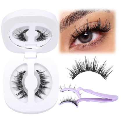 Magnetic Eyelashes with Applicator Natural Magnetic Lashes No Glue Needed Reusable Magnetic Eyelashes Cat Eye Wispy Magnetic Eyelashes without Eyeliner