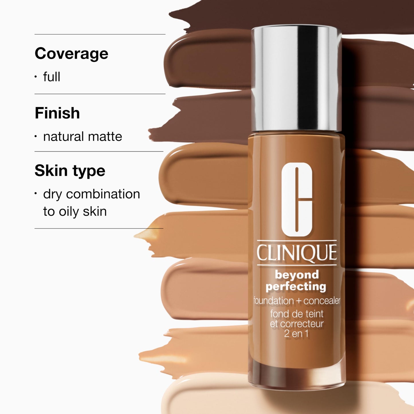 Clinique Beyond Perfecting Liquid Lightweight Full Coverage Foundation + Concealer For Dry Combination to Oily Skin Types, Fair, 1 Fl Oz