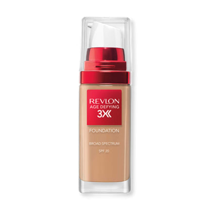 Revlon Liquid Foundation, Age Defying 3XFace Makeup, Anti-Aging and Firming Formula, SPF 30, Longwear Medium Buildable Coverage with Natural Finish, 035 Natural Beige, 1 Fl Oz