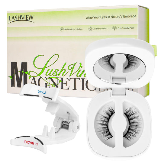 LASHVIEW Magnetic Eyelashes with Applicator, Reusable Soft Magnetic Eyelashes Natural Look, No Glue Needed Magnetic Lashes Kit, Windproof & Waterproof for All-Day Comfort (L01)