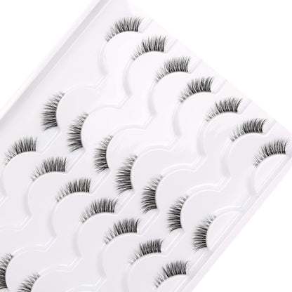 Half False Eyelashes with Clear Band Wispy Cat Eye Look Natural Short Accent Lashes Faux Mink Fake Eyelashes 14 Pairs Pack