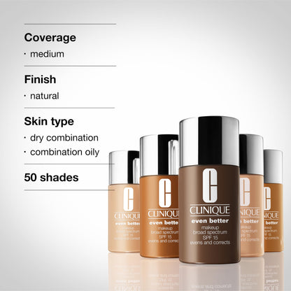 Clinique Even Better Makeup Medium Coverage Foundation Broad Spectrum SPF 15 | Evens Skin Tone + Reduces Dark Spots, Alabaster, 1 Fl Oz