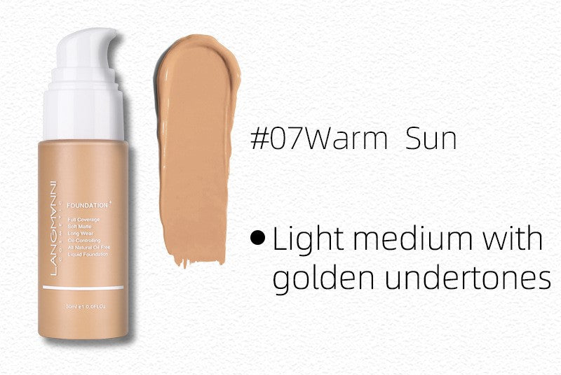 Makeup Liquid Foundation Matte Oil Control Concealer Foundation European and American Makeup Full Coverage Long-Lasting Waterproof Non-Sticky