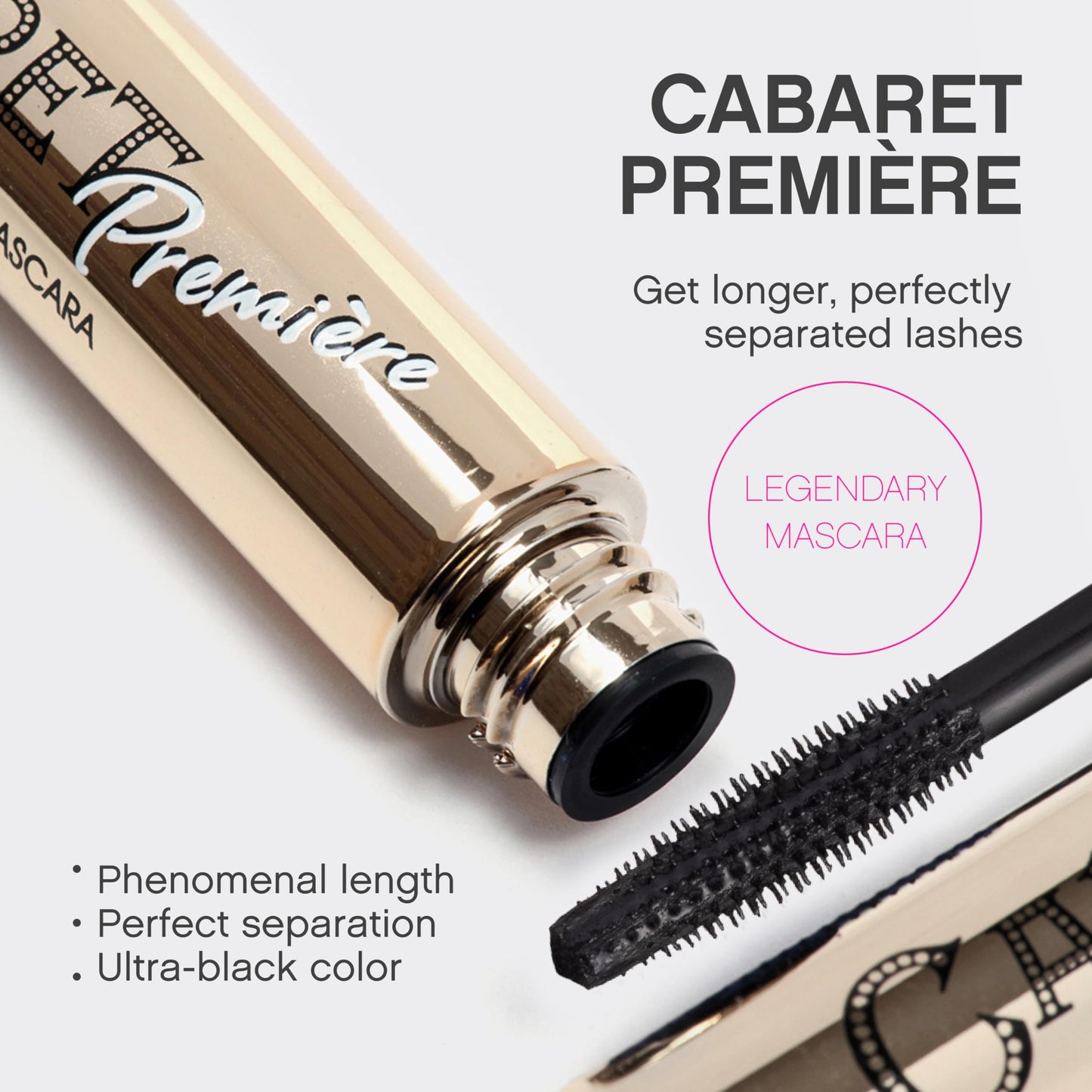 Vivienne Sabó Cabaret Premiere Black Mascara, Volume and Length, Defining, Curling, No Flaking, No Clumping, Smudge Proof, Washable, Cruelty-Free, Made in Europe, (01 Black), 0.3 Fl Oz, 1 Pack