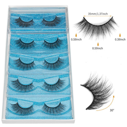 DYSILK Eyelashes Mink Lashes - Wispy Eyelashes 5 Pairs 6D Lashes Kit False Lashes Natural Look Eye Lashes Cat Eye Fake Eyelashes Volume Lashes Strip | 15.2mm