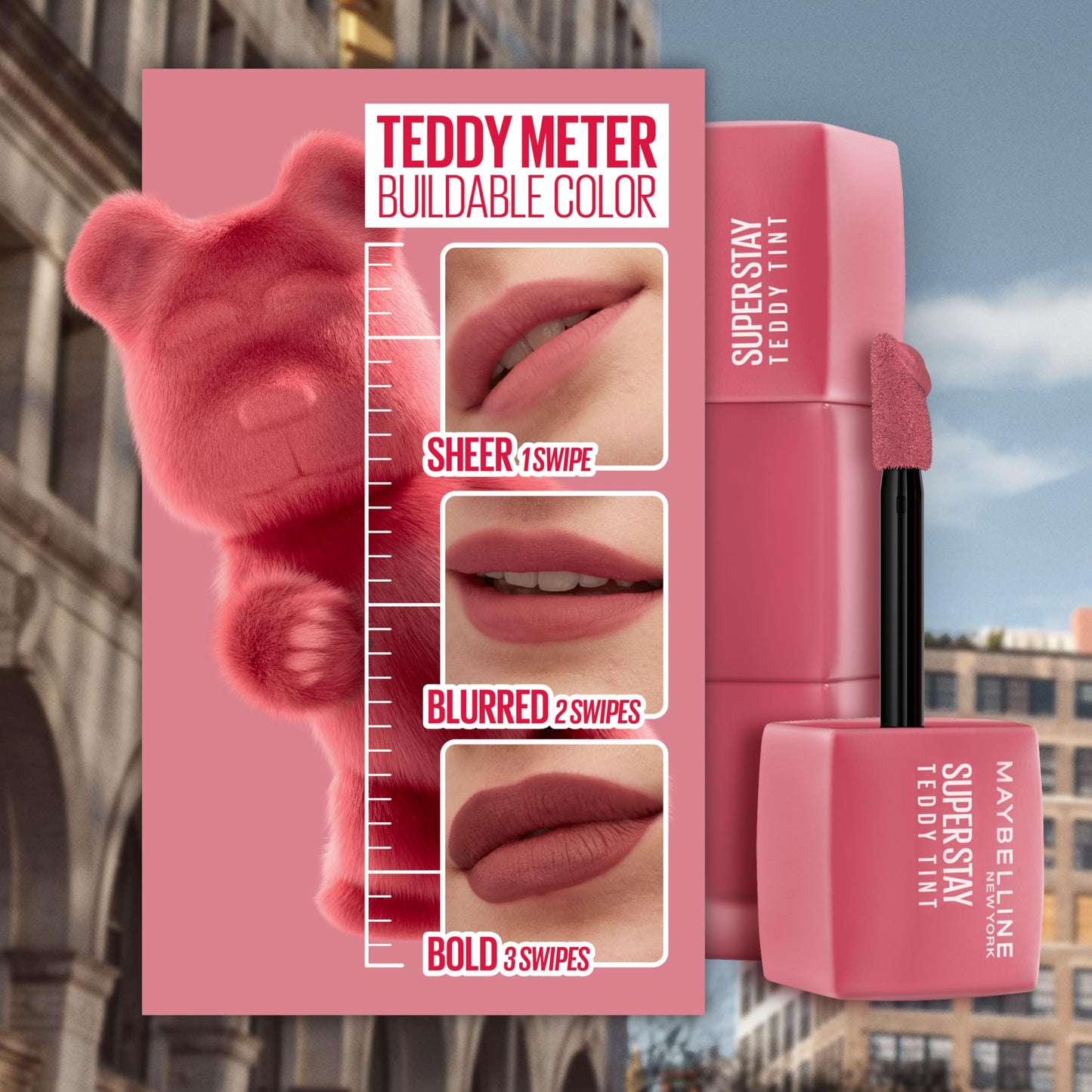 MAYBELLINE Super Stay Teddy Lip Tint, Long Lasting Matte Lipstick For Up To 12HR Wear, Kneehigh, 1 Count