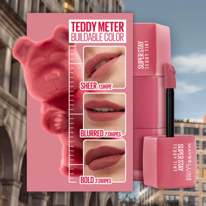 MAYBELLINE Super Stay Teddy Lip Tint, Long Lasting Matte Lipstick For Up To 12HR Wear, Kneehigh, 1 Count