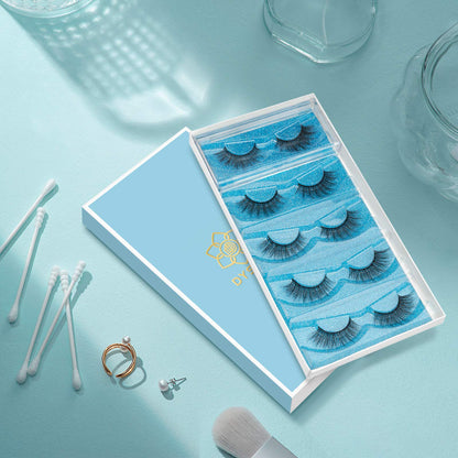 DYSILK Eyelashes Mink Lashes - Wispy Eyelashes 5 Pairs 6D Lashes Kit False Lashes Natural Look Eye Lashes Cat Eye Fake Eyelashes Volume Lashes Strip | 15.2mm