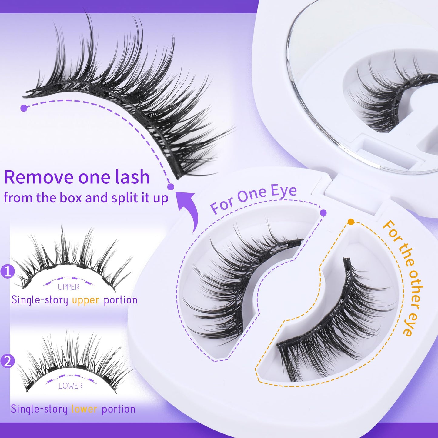 Magnetic Eyelashes with Applicator Natural Magnetic Lashes No Glue Needed Reusable Magnetic Eyelashes Cat Eye Wispy Magnetic Eyelashes without Eyeliner