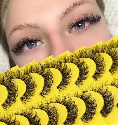 False Eyelashes Russian Strip Lashes D Curl Wispy Natural Look Faux Mink Lashes Like Eyelash Extension Fluffy zanlufly Transparent Band Cat Eye Fake Eyelashes Pack