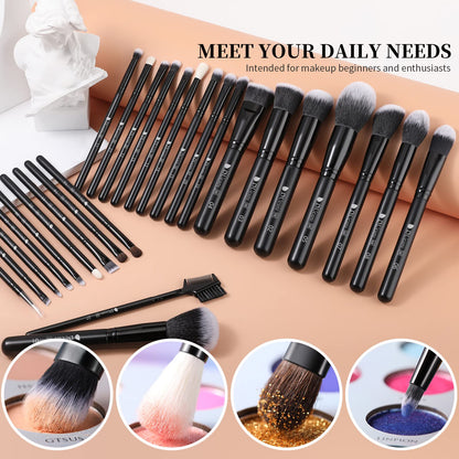 DUcare Professional Makeup Brushes Set 27Pcs Makeup Brush Set Premium Synthetic Kabuki Foundation Blending Face Powder Blush Concealers Eye Shadows Brushes