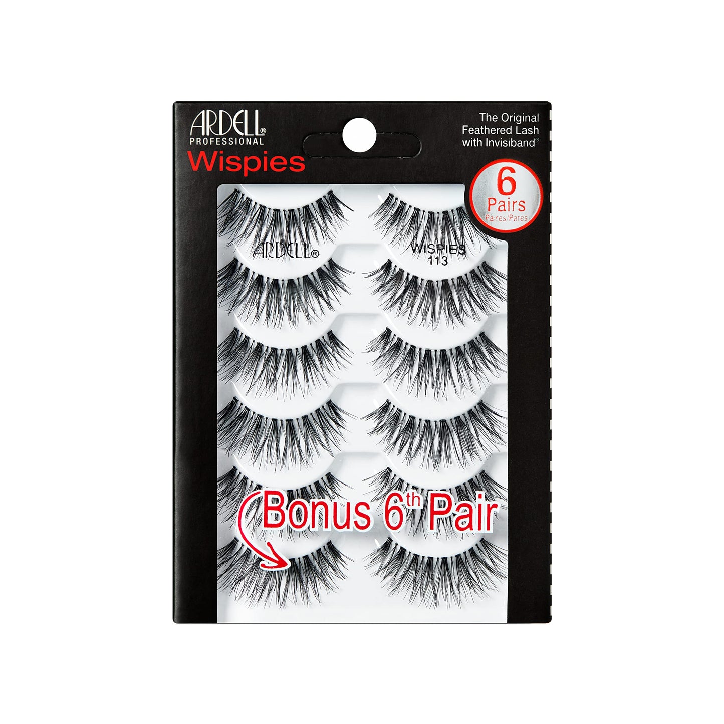 Ardell Wispies False Eyelashes 113 - Natural Wispy Lashes, Lightweight Reusable Strip Lashes, 6 Pairs, 1 Pack