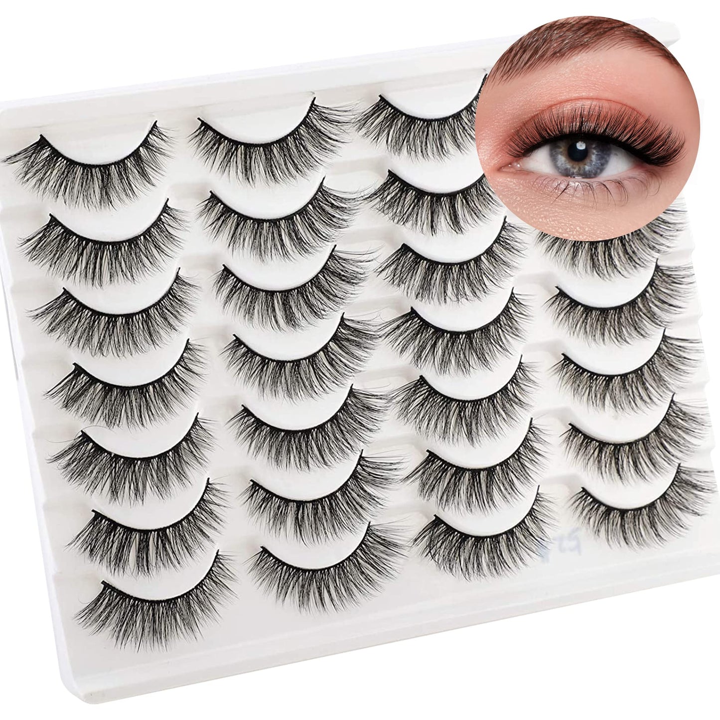 Newcally Lashes False Eyelashes Cat Eyes Wispy Natural Faux Mink Lashes 14 Pairs Pack Light Volume Short Fake Eye Lashes Multipack