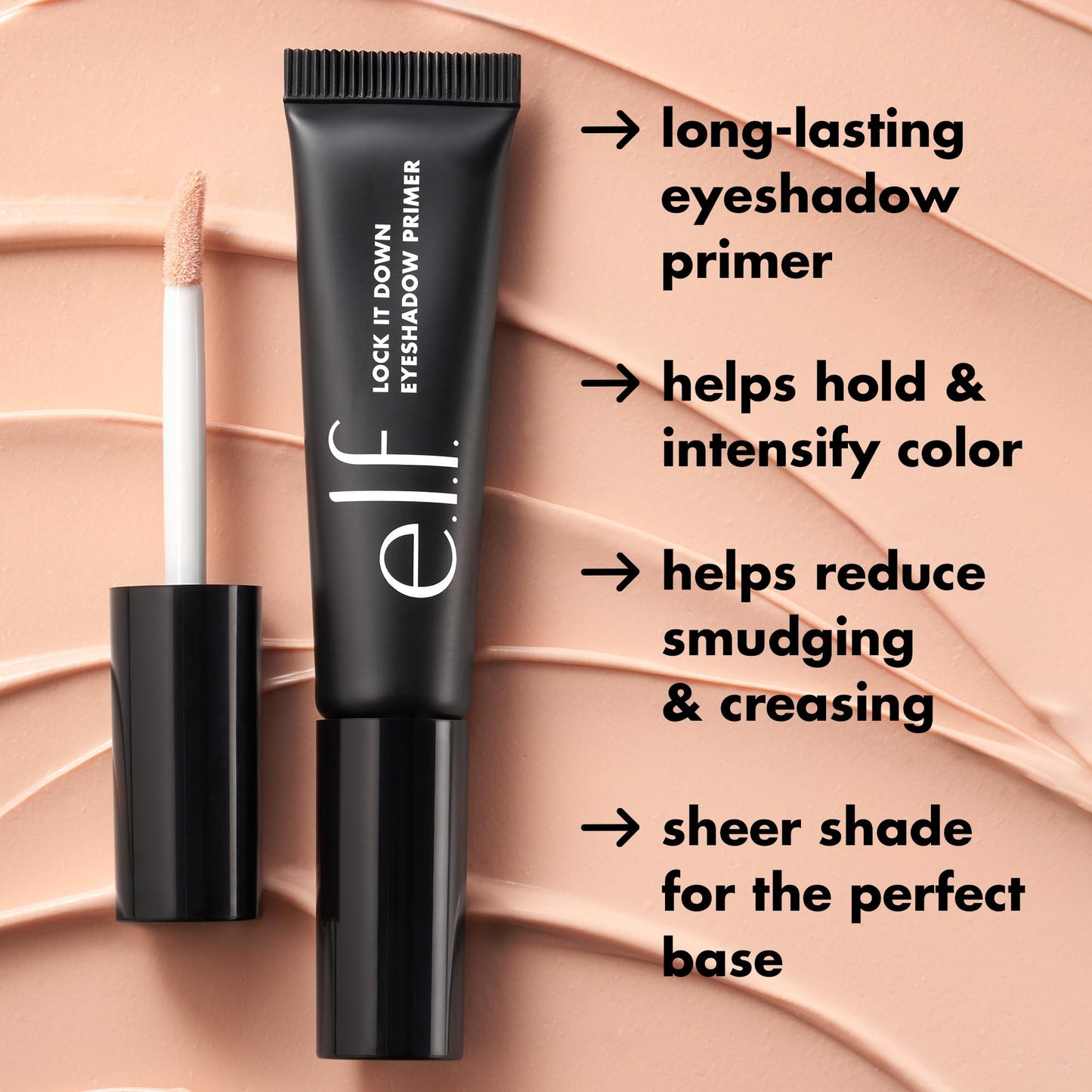 e.l.f. Lock It Down Eyeshadow Primer, Smooth, Creamy Primer For Long-Lasting Eyeshadow, Intensifies Liquid & Powder Color, Vegan & Cruelty-free