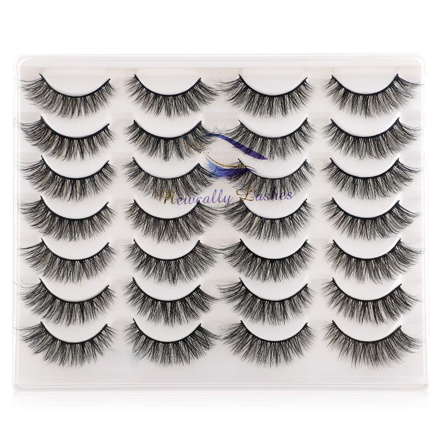 Newcally Lashes False Eyelashes Cat Eyes Wispy Natural Faux Mink Lashes 14 Pairs Pack Light Volume Short Fake Eye Lashes Multipack