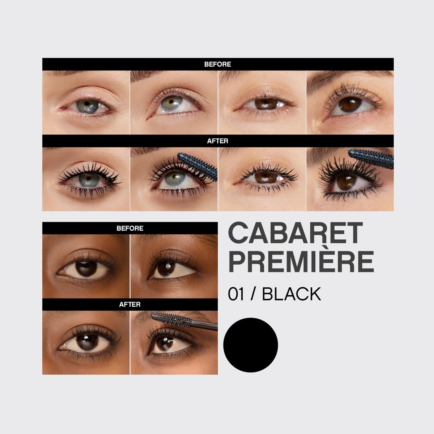 Vivienne Sabó Cabaret Premiere Black Mascara, Volume and Length, Defining, Curling, No Flaking, No Clumping, Smudge Proof, Washable, Cruelty-Free, Made in Europe, (01 Black), 0.3 Fl Oz, 1 Pack