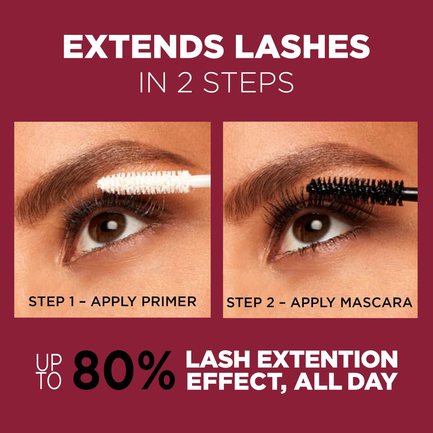 L'Oreal Paris Makeup Double Extend Tubing Mascara, Lengthening 2 Step Mascara, Smudgeproof, Blackest Black