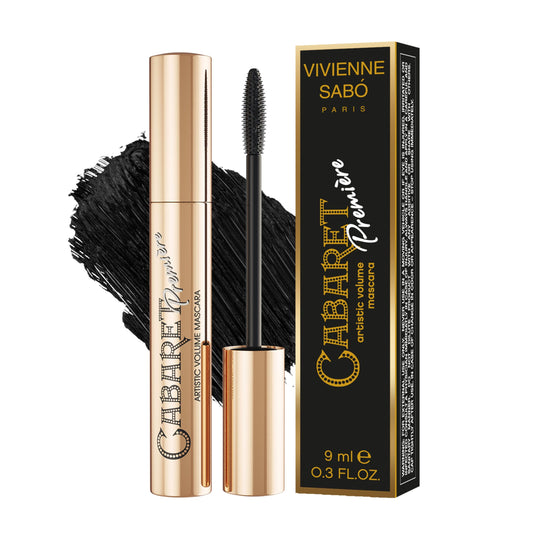 Vivienne Sabó Cabaret Premiere Black Mascara, Volume and Length, Defining, Curling, No Flaking, No Clumping, Smudge Proof, Washable, Cruelty-Free, Made in Europe, (01 Black), 0.3 Fl Oz, 1 Pack