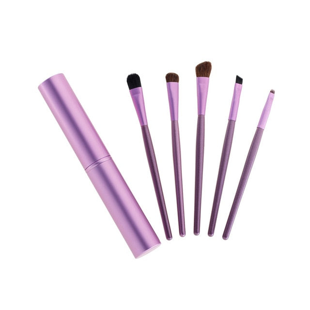 5 Pcs/set Travel Portable Mini Eye Makeup Brush Set Apply Eyeshadow Eyeliner Eyebrow Brush Lip Makeup Brush Set Makeup Tools