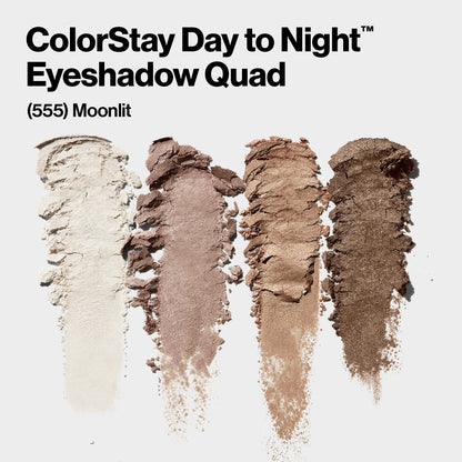 Revlon ColorStay Day to Night Eyeshadow Quad, Longwear Shadow Palette with Transitional Shades and Buttery Soft Feel, Crease & Smudge Proof, 555 Moonlit, 0.16 oz