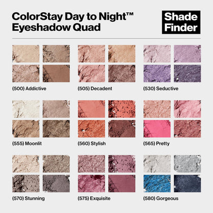 Revlon ColorStay Day to Night Eyeshadow Quad, Longwear Shadow Palette with Transitional Shades and Buttery Soft Feel, Crease & Smudge Proof, 555 Moonlit, 0.16 oz