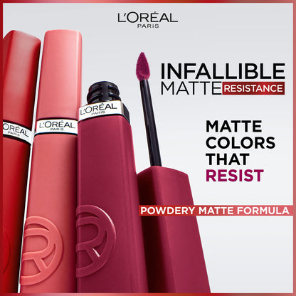 L'Oreal Paris Infallible Matte Resistance Liquid Lipstick, up to 16 Hour Wear, Le Rouge Paris 420, 0.16 Fl Oz