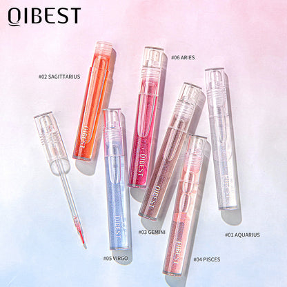 QIBEST Moisturizing Water Light Lip Gloss Not Easy to Fade Transparent Lip Gloss